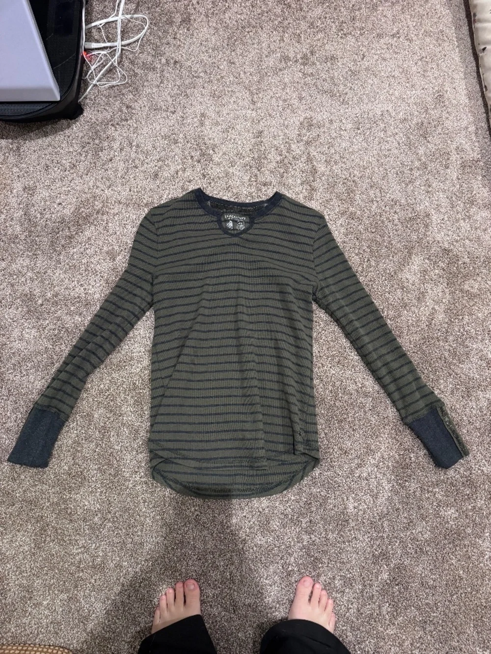 Green and blue striped long sleeve